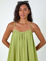 Dusk Green Plain Woven Strappy Maxi Dress - Image 5 of 5