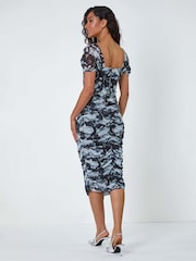 Dusk Black Ruched Mesh Stretch Dress - Image 2 of 4