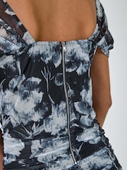 Dusk Black Ruched Mesh Stretch Dress - Image 4 of 4