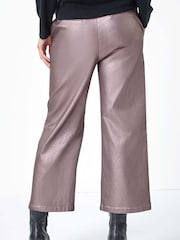 Roman Metallic Coated Wide Leg Cropped Trousers - Image 2 of 5