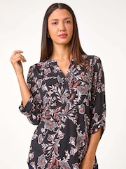 Roman Pink Floral Print Stretch Shirt - Image 1 of 5