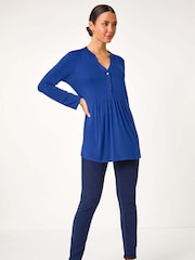Roman Blue Button Detail Tunic Top - Image 2 of 5