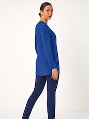 Roman Blue Button Detail Tunic Top - Image 3 of 5