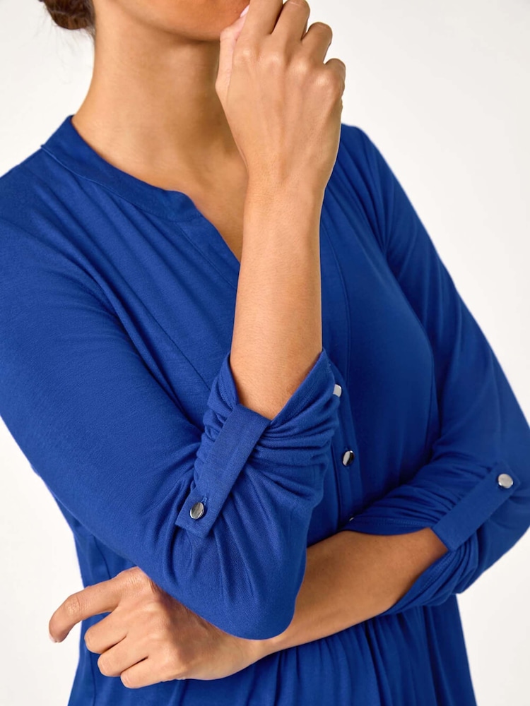 Roman Blue Button Detail Tunic Top - Image 5 of 5