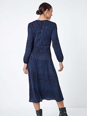 Roman Blue Animal Print Midi Dress - Image 2 of 5