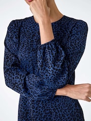 Roman Blue Animal Print Midi Dress - Image 5 of 5