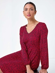 Vestido elástico con ribete de encaje y estampado de florecitas de Roman - Imagen 4 de 5
