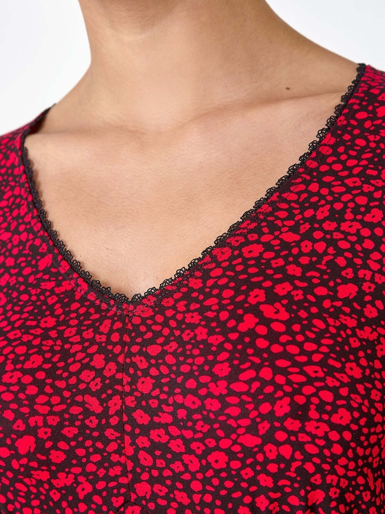 Vestido elástico con ribete de encaje y estampado de florecitas de Roman - Imagen 5 de 5