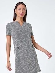 Roman Black Textured Pocket Detail Stretch Dress - Image 1 of 5