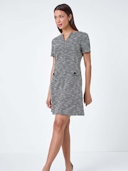 Roman Black Textured Pocket Detail Stretch Dress - Image 3 of 5