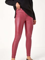 Roman Red Coated Faux Leather Jeggings - Image 1 of 5