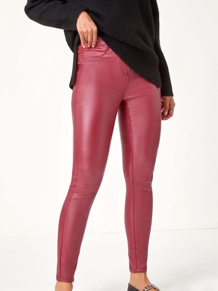 Roman Red Coated Faux Leather Jeggings - Image 1 of 5