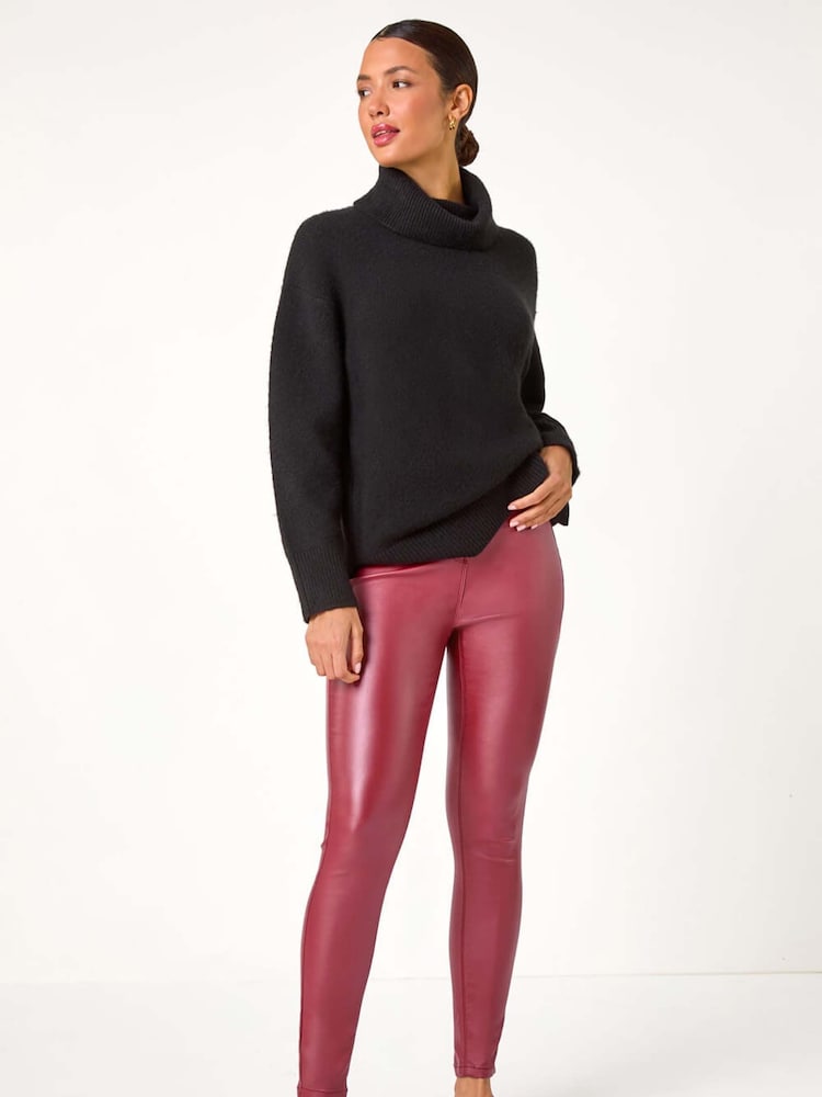 Roman Red Coated Faux Leather Jeggings - Image 3 of 5