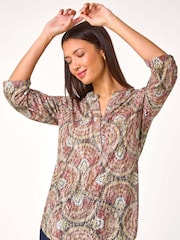 Roman Natural Abstract Circle Print Shirt - Image 1 of 5