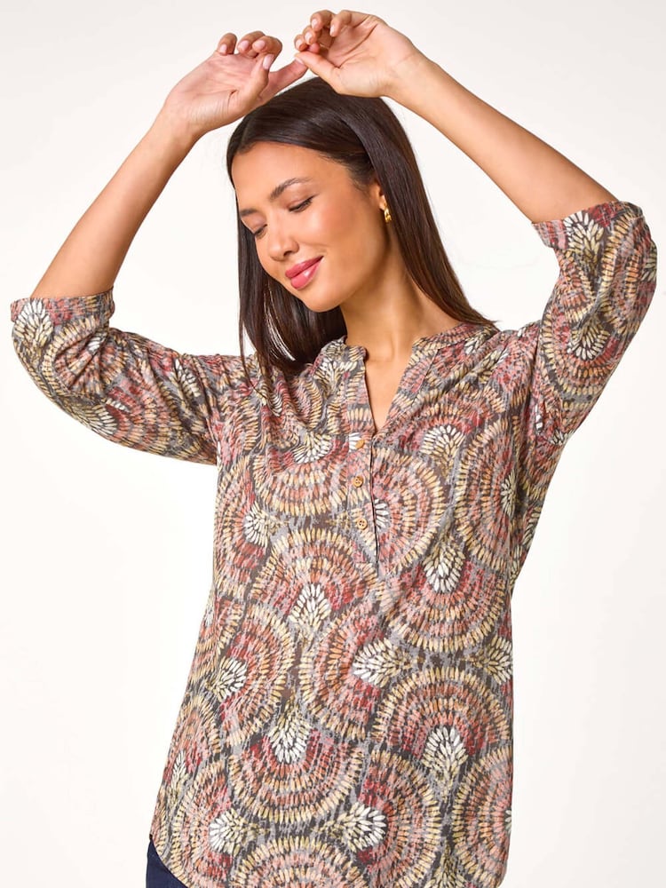 Roman Natural Abstract Circle Print Shirt - Image 1 of 5