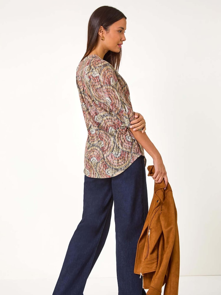 Roman Natural Abstract Circle Print Shirt - Image 2 of 5