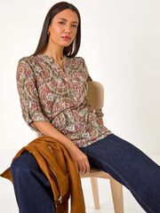 Roman Natural Abstract Circle Print Shirt - Image 4 of 5