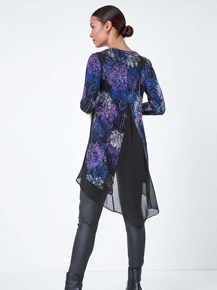Top elástico con dobladillo de gasa y estampado floral de Roman - Imagen 2 de 5