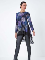 Top elástico con dobladillo de gasa y estampado floral de Roman - Imagen 3 de 5