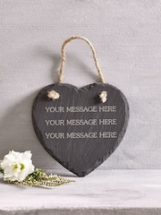 Loveabode Grey Personalised Real Slate Heart Sign - Image 1 of 4
