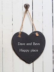 Loveabode Grey Personalised Real Slate Heart Sign - Image 2 of 4