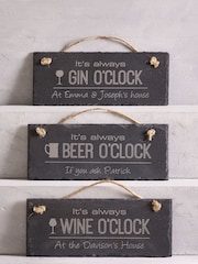 Loveabode Grey Personalised Wine O Clock Real Slate Sign - Image 1 of 4