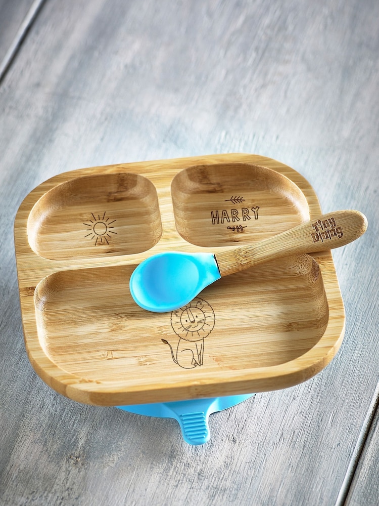Loveabode Personalised Feeding Brown Wooden Plate - Image 1 of 4