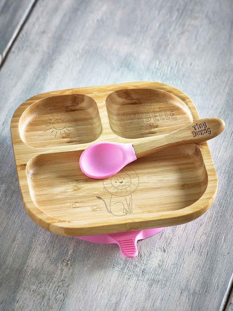 Loveabode Personalised Feeding Brown Wooden Plate - Image 2 of 4