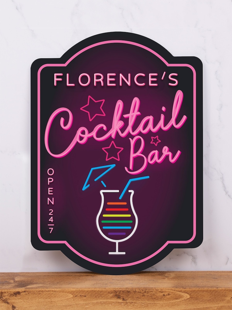 Loveabode Personalised Neon Effect Bar Purple Sign - Image 1 of 3