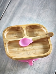 Loveabode Personalised Feeding Brown Wooden Plate - Image 1 of 2
