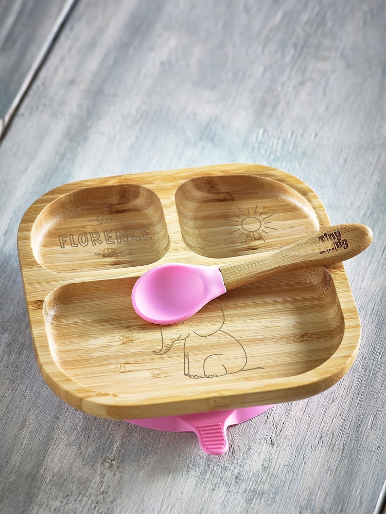 Loveabode Personalised Feeding Brown Wooden Plate - Image 1 of 2