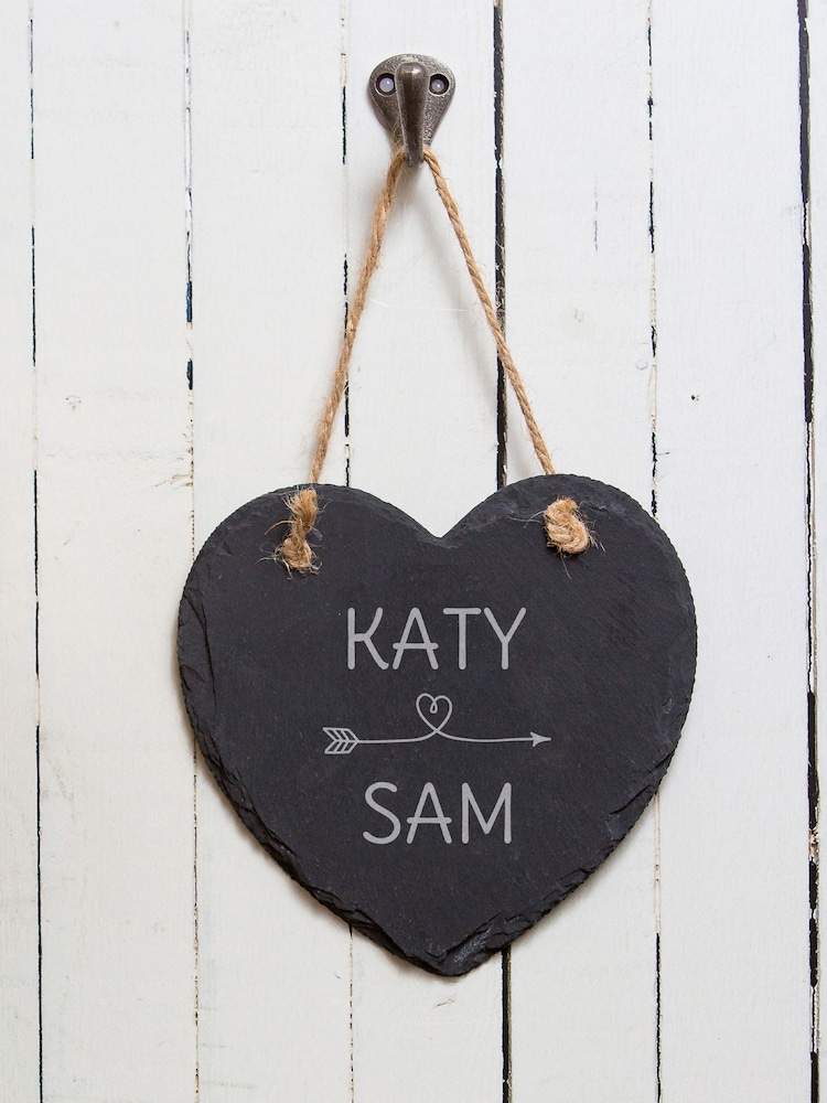 Loveabode Grey Personalised Love Slate Heart - Image 1 of 3