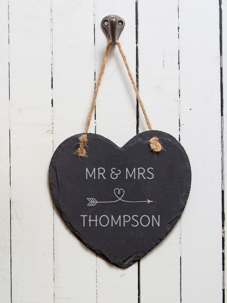 Loveabode Grey Personalised Love Slate Heart - Image 2 of 3