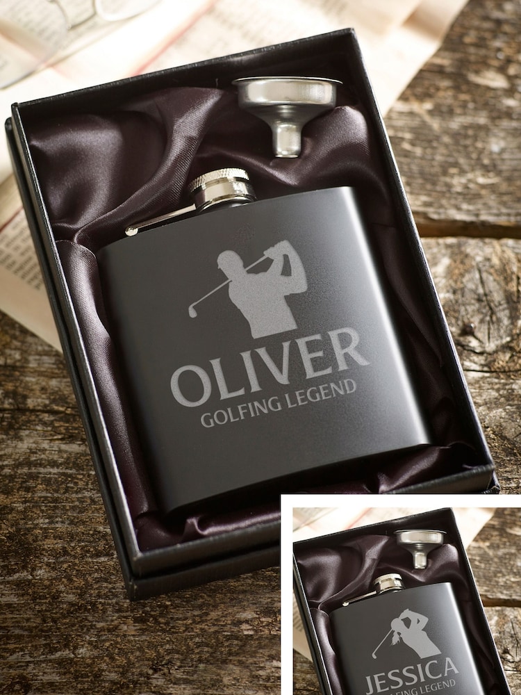 Loveabode Personalised Golf Silhouette Hip Flask - Image 1 of 3