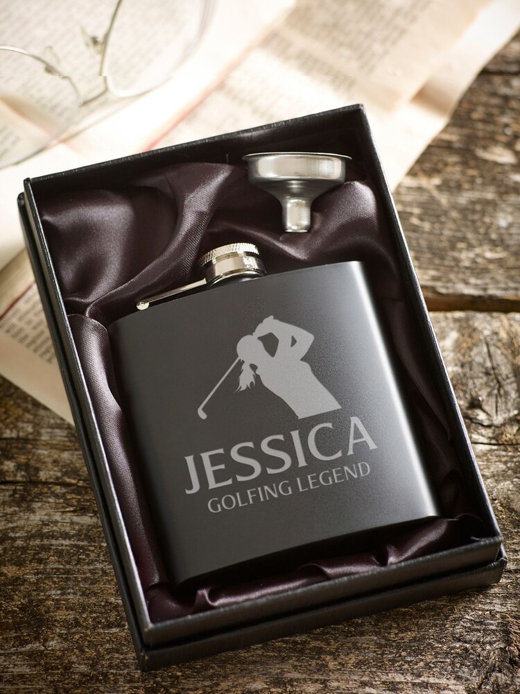 Loveabode Personalised Golf Silhouette Hip Flask - Image 2 of 3