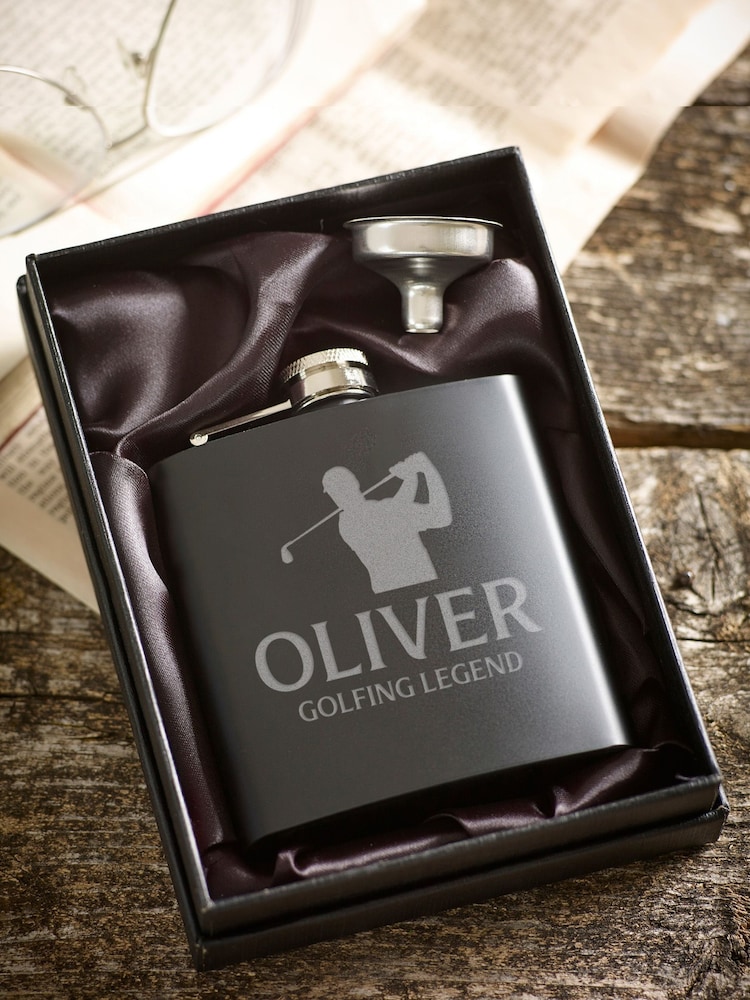 Loveabode Personalised Golf Silhouette Hip Flask - Image 3 of 3