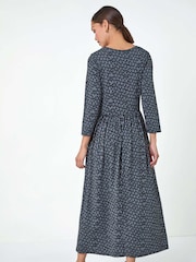Roman Grey Geometric Pocket Stretch Midi Dress - Image 3 of 5