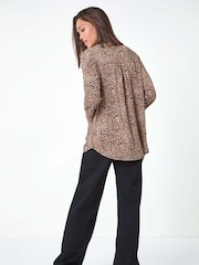 Roman Natural Animal Print Stretch Blouse - Image 4 of 6