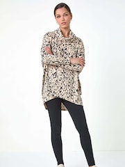 Roman Natural Animal Print Cowl Neck Tunic Top - Image 2 of 5