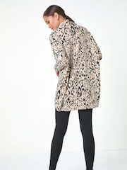 Roman Natural Animal Print Cowl Neck Tunic Top - Image 3 of 5