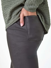 Roman Brown Coated Faux Leather Jeggings - Image 5 of 5