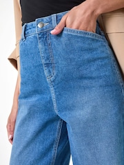 Roman Blue Cotton Blend Wide Leg Stretch Jeans - Image 5 of 5