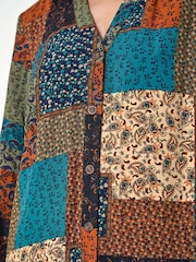 Roman Green Paisley Patchwork Print V-Neck Smock Dress - Image 6 of 6