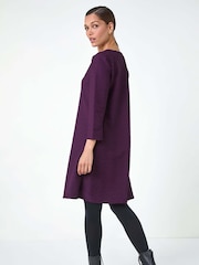 Roman Purple Textured A-Line Stretch Dress - Image 3 of 5