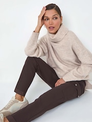 Roman Brown Turn Up Stretch Cargo Trousers - Image 1 of 5