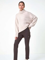Roman Brown Turn Up Stretch Cargo Trousers - Image 2 of 5