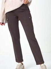 Roman Brown Turn Up Stretch Cargo Trousers - Image 4 of 5