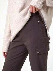 Roman Brown Turn Up Stretch Cargo Trousers - Image 5 of 5