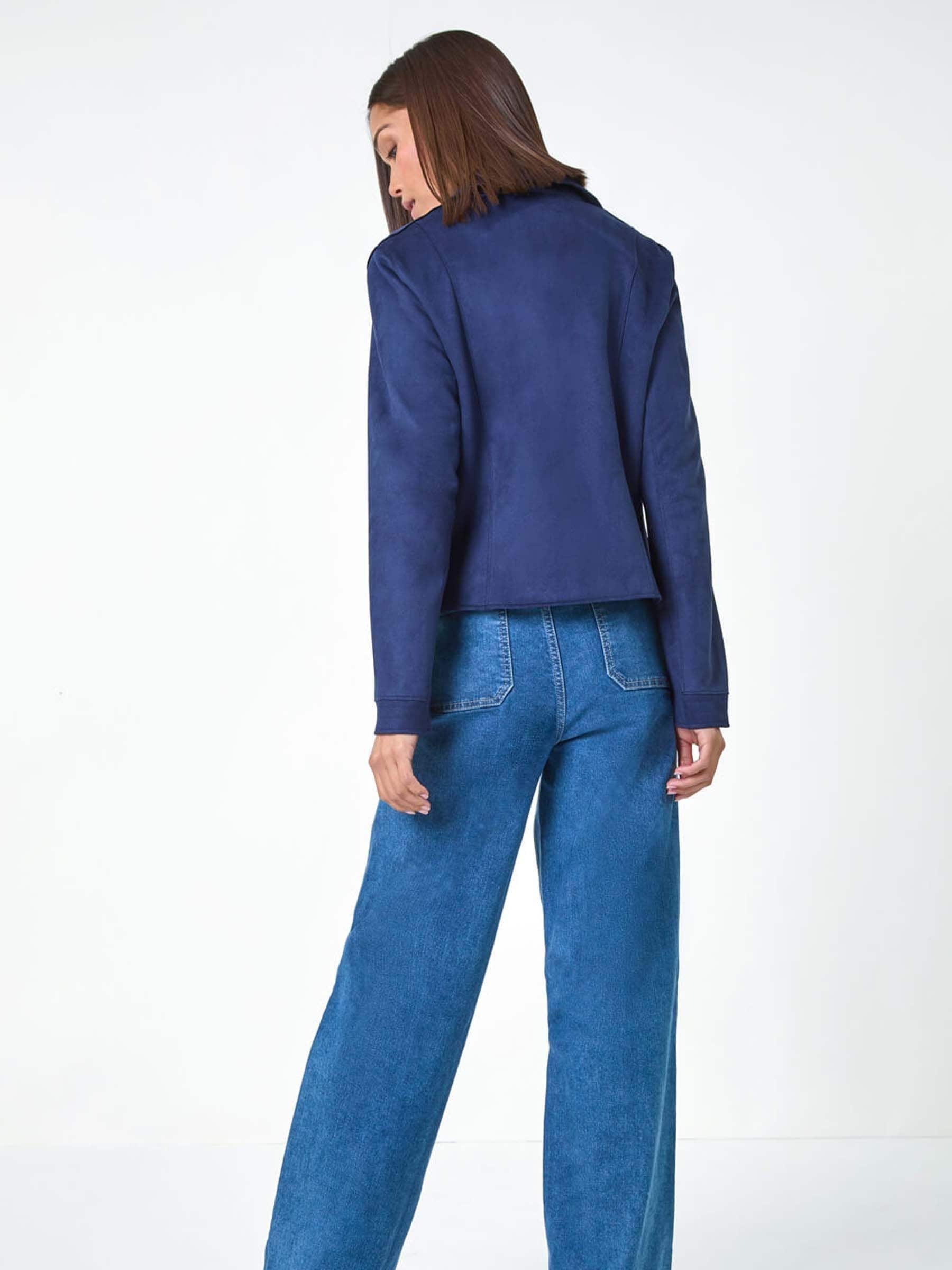 Buy Roman Blue Faux Suede Biker Jacket from Next USA