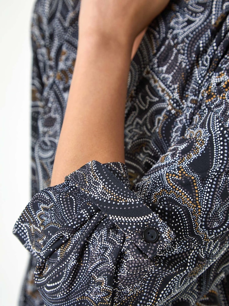Negro - Roman Textured Paisley Print Stretch Blouse - Imagen 6 de 6 Negro - Roman Textured Paisley Print Stretch Blouse - Imagen 6 de 6